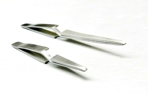 Set of 2 Tweezers Cross Lock Blunt Tips Self Locking Reverse Action Soldering By JTS
