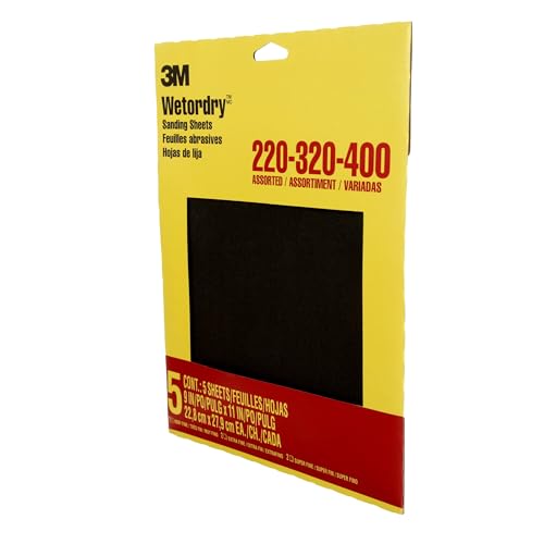 3M Wetordry Sandpaper, 5 Sheets, 9 in x 11 in, Assorted Grits - style: Assorted Grit