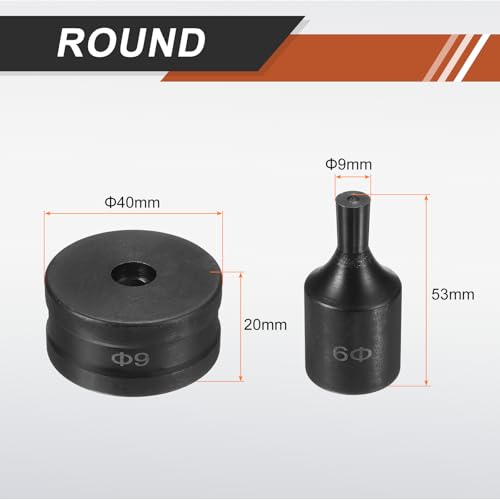 HARFINGTON Hydraulic Hole Punch Die Φ9mm Round Hole 40Cr Steel Electric Punching Kit for CH70 Electric Punching Machine, Black - size: Φ9mm