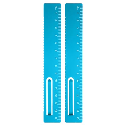 HARFINGTON 2pcs Straight Ruler 15cm Metric Metal Aluminum Alloy Measuring Bookmark Clip Ruler Scale Tool for Measure Study Reading Classroom Office, Blue - color: Deep Blue, size: 15cm