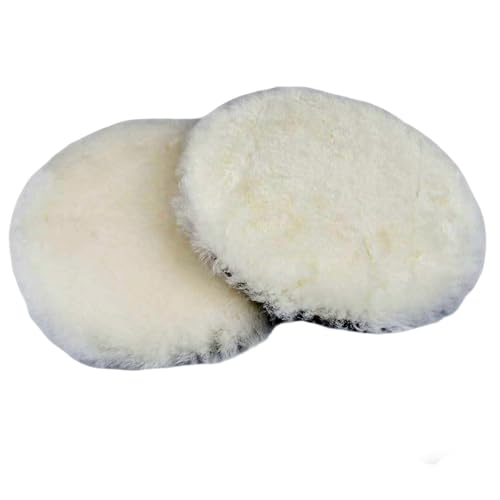 Gracefur 2 Pcs 6 Inch Lambs Wool Polishing Buffing Pads with Hook and Loop Back – 6" Soft Sheepskin Buffer Pads for Cars, Boats & RVs - size: 6"