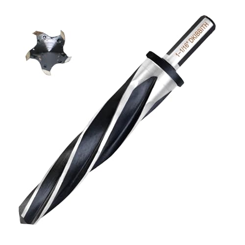 DKIBBITH 1-1/16" Bridge Construction Reamer Drill Bit, M2 HSS Taper Chucking Reamer for Steel Alloy Metal Wood Plastic, 1/2" Non-Slip Shank, 5-Spiral Flutes Car Reamer, to Align or Enlarge Holes, 27mm - size: 1-1/16"