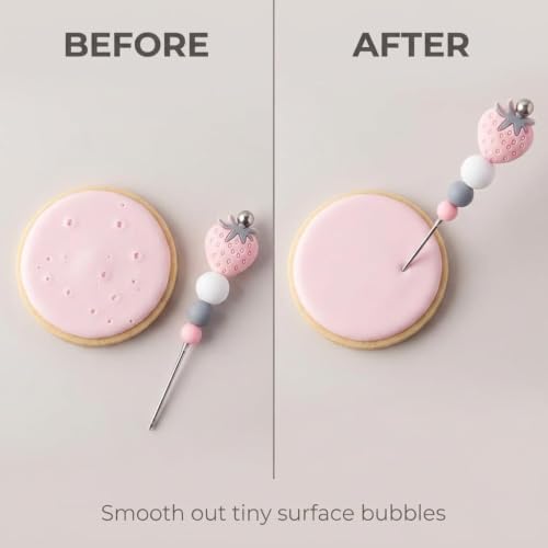 Pink Professional Pastry Scriber Needle,Cookie Biscuit Scriber Needle Strawberry Sugarcraft Needle Sugar Stir Tool For Professional Pastries Bakeware Sculpting and Modeling Tools Decorating Tools