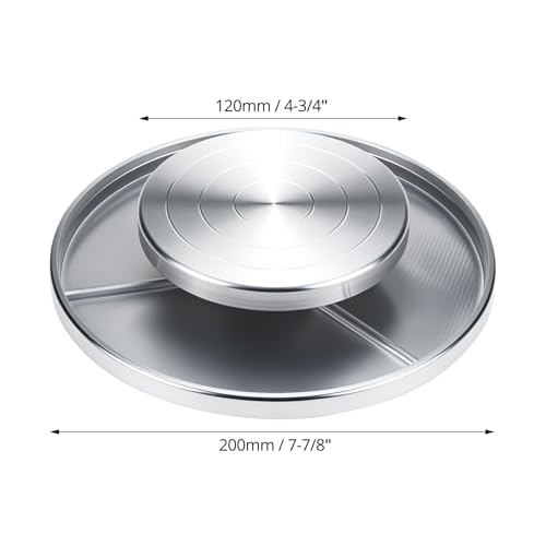 QWORK Sculpting Wheel, 8 Inch Double-Sided Aluminum Alloy Turntable with Smooth Rotation, Versatile Use for Clay Modeling, Cake Decorating, and Art Display