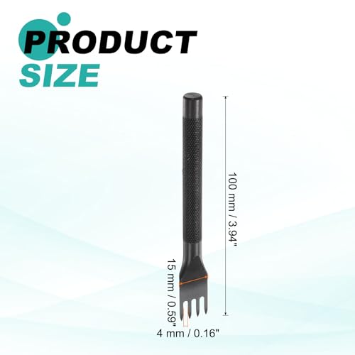HARFINGTON Leather Stitching Punch 4mm 4 Prong Carbon Steel Leather Punch Hole Tool Chisel for DIY Craft Handbag Wallets Card Belt Holders Key Holders Belts, Black - color: Black, size: 4mm 4 Prong