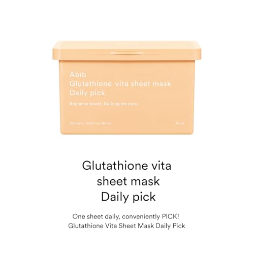 Abib Glutathione Vita Sheet Mask Daily Pick, 30 Sheets, Korean Radiance Face Skin Mask - color: Glutathione