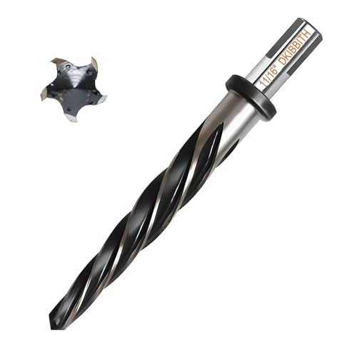 DKIBBITH 11/16" Bridge Construction Reamer Drill Bit, M2 HSS Taper Chucking Reamer for Steel Alloy Metal Wood Plastic, 1/2" Non-Slip Shank, 5-Spiral Flutes Car Reamer, to Align or Enlarge Holes, 17mm - size: 11/16"