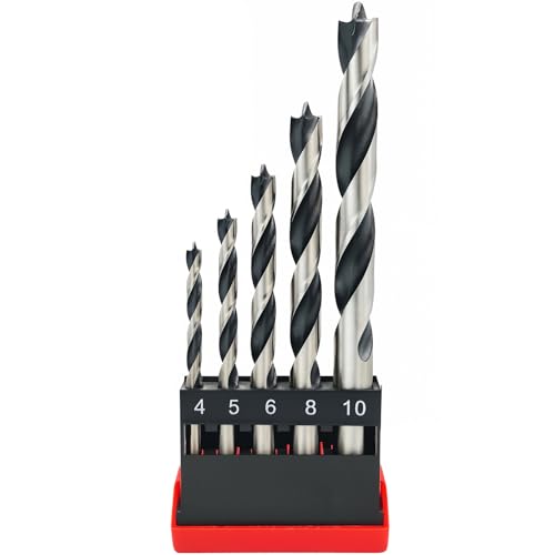 5-Piece Metric Brad Point Wood Drill Bit Set, 4mm-10mm - style: 5pc Brad Point