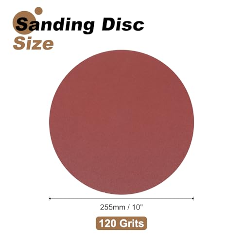 uxcell 5pcs 10-Inch Sanding Discs, 120 Grits Aluminum Oxide Hook and Loop Stick Back Sandpapers, No-Hole Round Wet/Dry Sander Papers, Sand Auto Car Paint, Wood, Metal - size: 120 Grits