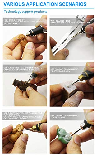 Rechargeable cordless Electric Micro Engraver Pen Mini DIY Engraving Tool Kit for Metal Glass Ceramic Plastic Wood Jewelry with 30 Bits and 16 Stencils and 1 Scriber Pen - color: Silver