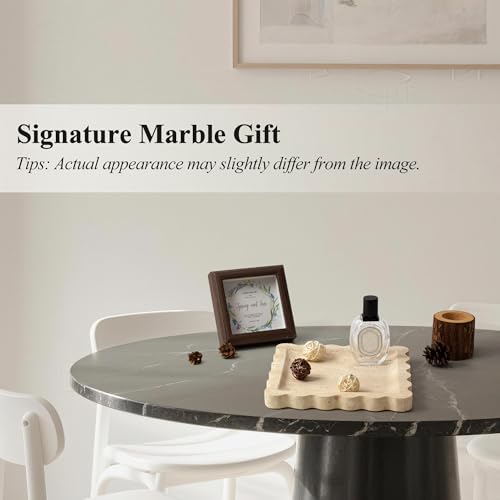 YMXYJM Travertine Marble Tray, Scalloped Stone Coffee Table Tray Decor - 8" - color: Travertine