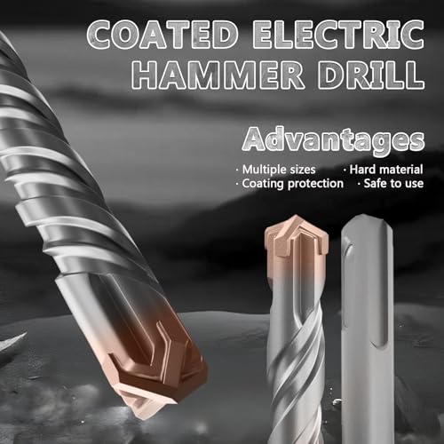 SDS Plus Rotary Hammer Drill Bit, 1"×22" （25mm×550mm） - 4 Carbide Cutting Edges & Coated Head | Heavy-Duty for Masonry, Concrete, Natural Stone, Brick Walls - size: 1"×22" （25mm×550mm）