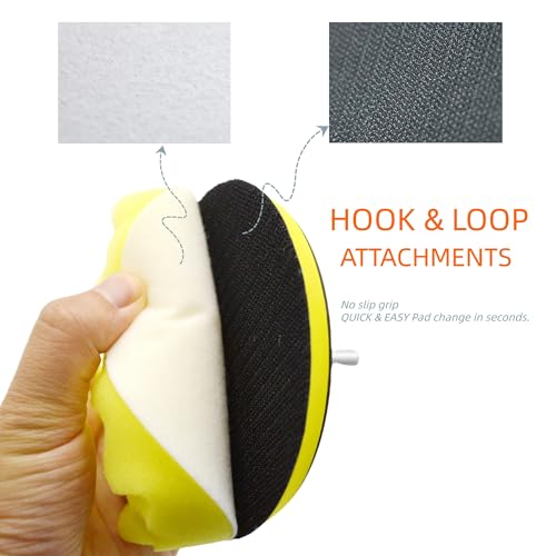 10Pcs 5Inch Face Backing Plate Compound Buffing Polishing Sponge Pads Waffle Foam Buffing Polishing Pads Kit with Woolen Cutting Pad and 5Inch Backing Plate M10 Drill Adapter - size: 5inch 10Pcs