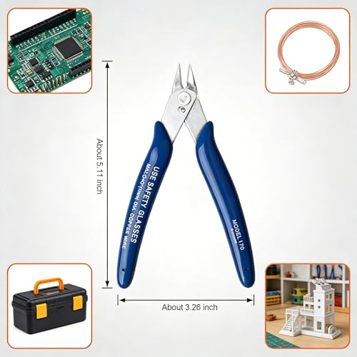 Wire Cutter, 170 Flush Diagonal Cutting Pliers, Precision Side Snips Tool for Craft, DIY Jewelry & 3D Printing