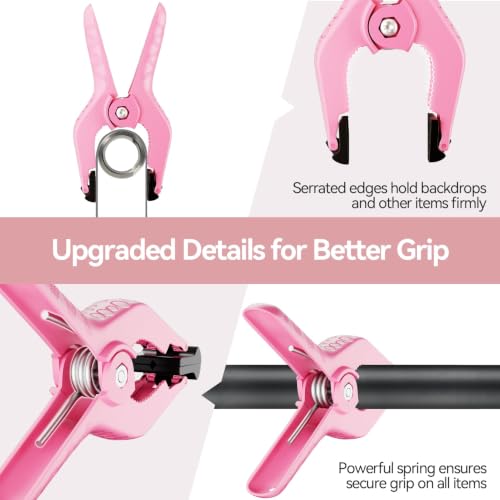 EMART 6 Pack Heavy Duty Spring Clamps 4.5 inch Plastic Backdrop Clips Pink - color: Pink and Black, size: 4.5 inch