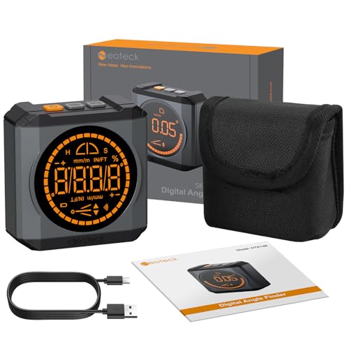 Neoteck Digital Angle Finder LED Rechargeable Level Box Protractor Bevel Gauge Inclinometer with Magnetic Base IP54 Waterproof for Woodworking Home Decoration