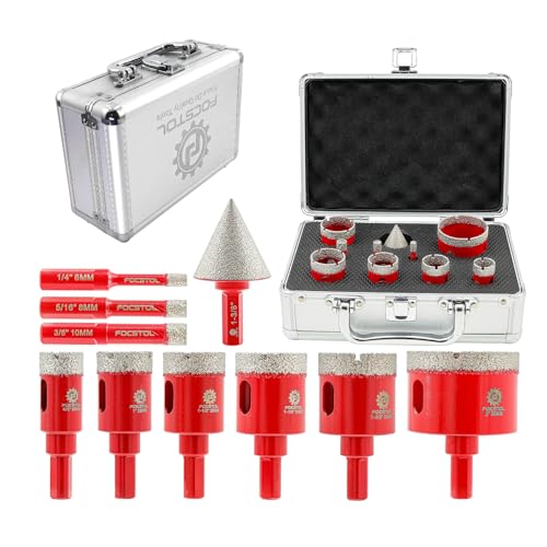 FOCSTOL Diamond Drill Bits Set 10PCS, 1/4"-2" Tile Hole Saw Kit - size: KIT8