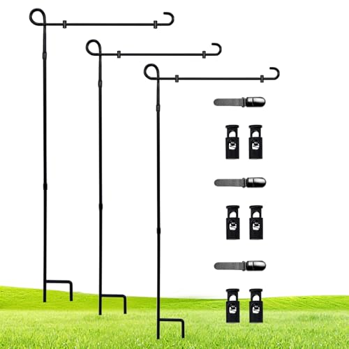 3 Pack Garden Flag Stand Holder Pole, Proof Metal Paint Yard Flag Stand - color: 3Pack Flagpole, size: 12x18 Inch