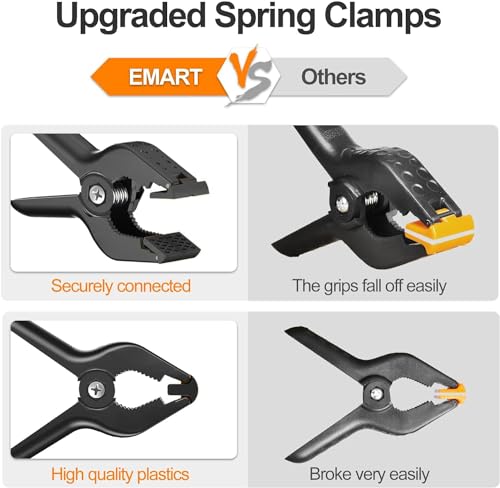EMART 6 Pack Heavy Duty Spring Clamps 4.5 inch Plastic Backdrop Clips Black - color: Black, size: 4.5 inch