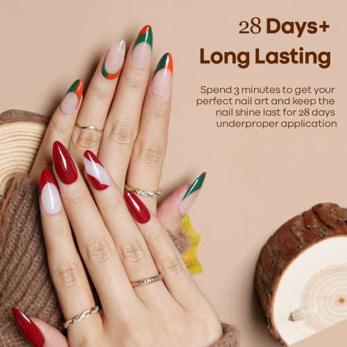 modelones Fall Gel Nail Polish Set, Nude Green Orange Yellow Red Caramel - color: A A7 Holiday Collection