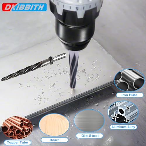 DKIBBITH 15/16" Bridge Construction Reamer Drill Bit, M2 HSS Taper Chucking Reamer for Steel Alloy Metal Wood Plastic, 1/2" Non-Slip Shank, 5-Spiral Flutes Car Reamer, to Align or Enlarge Holes, 24mm - size: 15/16"