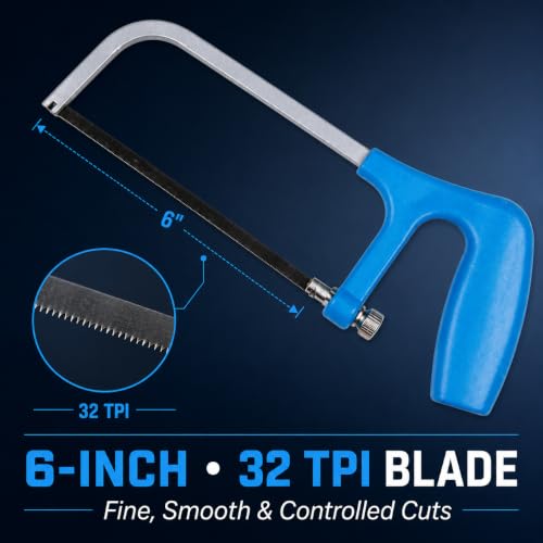 Mini Junior Hacksaw with 5 Carbon Steel 6-Inch 32 TPI Blades