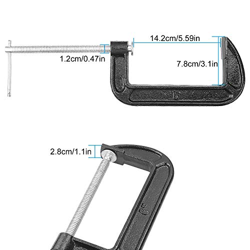 Abuff 4 Piece 6 Inch C-Clamp Set - Industrial Strength, Heavy Duty Iron C Clamps for Woodworking, Welding, and Building