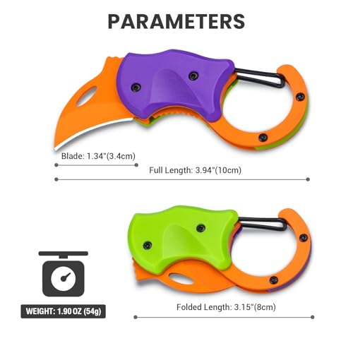 FUNBRO Small Pocket Knife for Men, Edc Knives Tool - color: 1 Pack Purple & Green