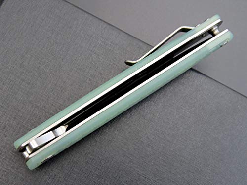 Eafengrow EF16 Folding Knife Flipper Ball Bearing Point D2 Blade G10 Handle with Pocket Clip Everday Carry Pocket Knife Liner Lock Camping Tactical Outdoor Multitool (Jade) - color: jade
