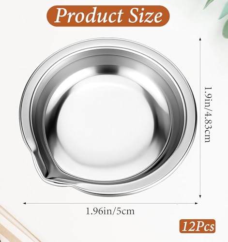 12 PCS 1.9 Inch Metal Paint Tray, Small Mixing Cups Stainless Steel