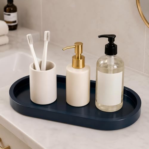 Bathroom Tray,Vanity Tray,Perfume Tray for Makeup,Perfume,Trinket - color: Dark Blue, size: 12.5"x5.8"x1.1" (2 Pack)