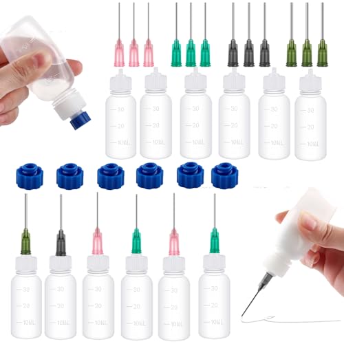 12PCS 30ml Plastic Squeezable Dropper Bottles with Blunt Needle Tips for Glue, Paint, Craft and Oil Applications - color: 12PCS