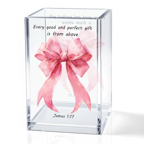 Every Good And Perfect Gifts Is From Above Acrylic Cosmetic Holder - color: pink & black