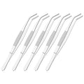 5 PCS 5.5" Stainless Steel Tweezers, Curved Blunt, 3/64" Thick - size: 5.5"L(3/64"T)