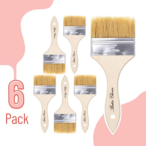Bates- Chip Paint Brushes, 3 Inch, 6 Pack, Chip Brush, Brushes for Painting, Paint Brushes, Stain Brushes for Wood, Natural Bristle Paint Brush, 3 Inch Paint Brush, Chip Paint Brushes for Paint - size: 3 Inch, 6 Pack