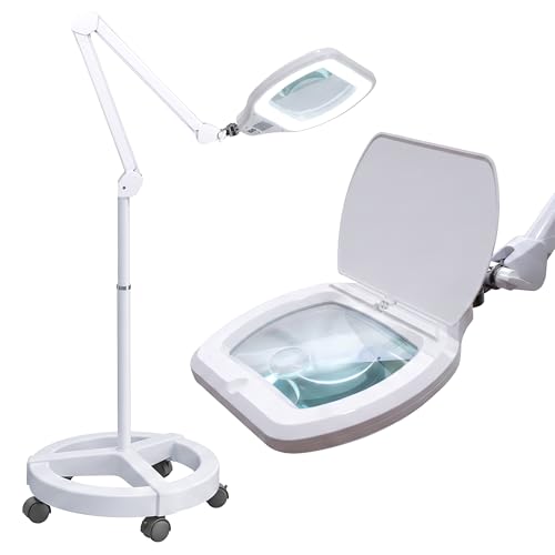 Neatfi LED Magnifying Floor Lamp, 1.75X + 4X, 12W, 6.8-Inch Lens (White) - color: White, size: 6.8 Inches