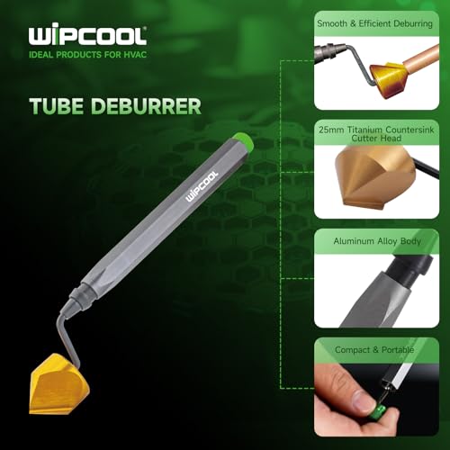 WIPCOOL Deburring Tool and Countersink Reamer, 25mm Titanium-Coated Countersink Blade with 10 Spare Blades, Pipe Burr Removal Tool for Copper, PVC and Plastic Tubing, HVAC and Plumbing - size: Deburring Tool with Countersink Blade