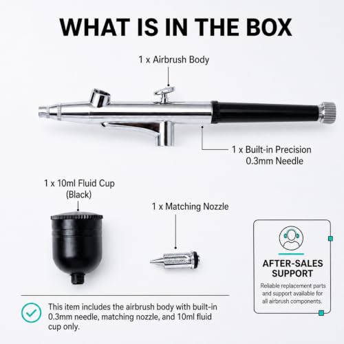 Portable Airbrush Kit with 0.3mm Needle & 10ml Cups – Ideal for Painting, Models, Cake, Makeup & Nail Art (Black)