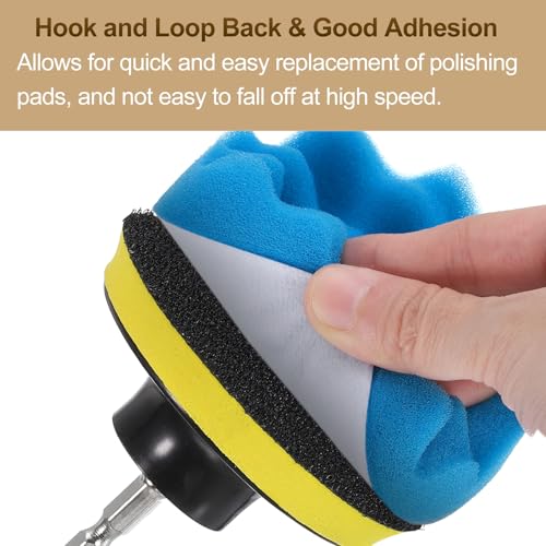 HARFINGTON 2pcs Buffing Sponge Pads 6" Polishing Wheel Waffle Finishing Grip Pad Car Buffer Polisher with Hook and Loop Back for Car Detailing Polishing Waxing, Blue - color: Blue, size: 6"