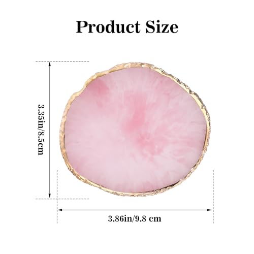 Ouligay Resin Nail Art Palette Makeup Mixing Palette Gold Edge Nail Art Tool Gel Design Nail Art Makeup Mixing Tray DIY (Pink) - color: Pink