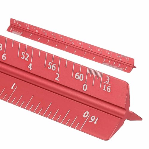 HARFINGTON Architectural Scale Ruler, 7" Standard Aluminum Alloy Red - color: Red, size: 7 Inch