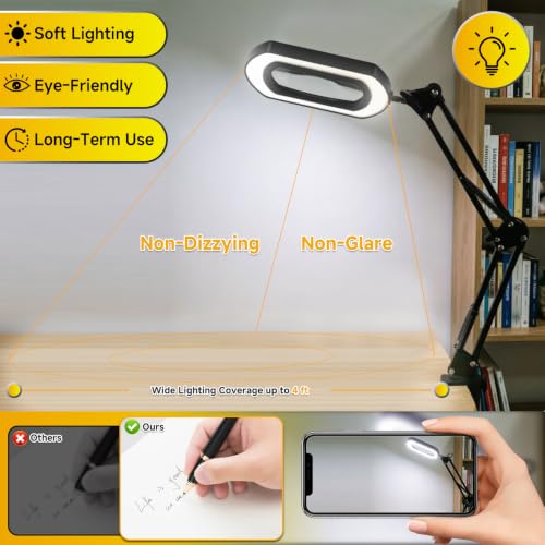 12X Magnifying Glass with Light and Stand, Desk Lamp Magnifier
