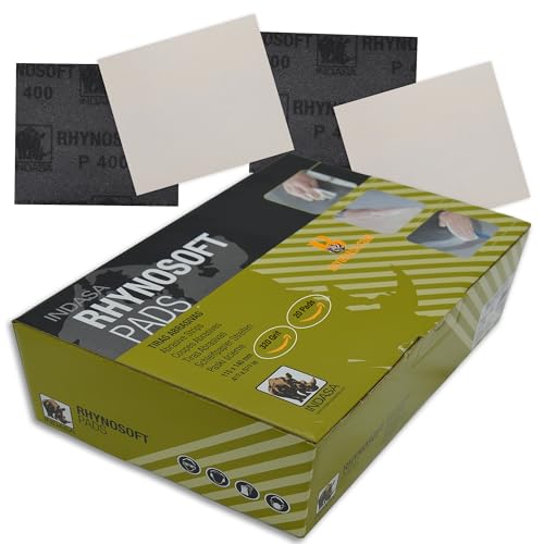 Indasa Rhynosoft Foam Sanding Pads - 4.5" x 5.5",Hook and Loop, 320 Grit, Plusline, Flexible, Tear-Resistant, Ideal for Automotive, Wood, & Finishing (Pack of 20 Pads) - size: 320-Grit 20 Pads Plusline