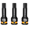 Crosstar 3pcs T70 Impact Torx Bit Socket Set, 1/2" Drive Cr-Mo Steel, Long High Impact Star Sockets for Automotive & Heavy-Duty Use, Professional Mechanic Tools with Transparent Case - size: T70 (Long)
