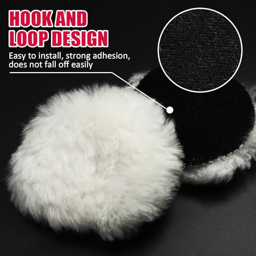 Wool Polishing Pad 4 Inches Soft Sheepskin Buffing Pads, 8 Pcs - size: 4 Inch