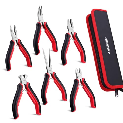 ARROW Mini Pliers Set, 6PC Precision Jewelry Craft Pliers Kit