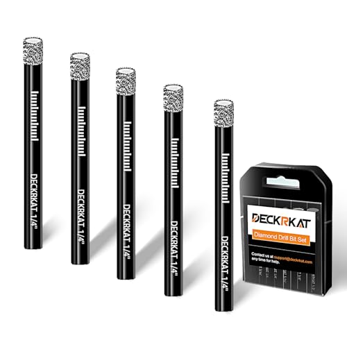 5 Packs Dry Diamond Drill Bits Set 1/4" 6mm Vacuum Brazed Diamond Hole Saws for Granite Tile Ceramic Marble Stone Glass and More Hard Materials (not for Wood), Round Shank with Storage Case. - size: 1/4"X5