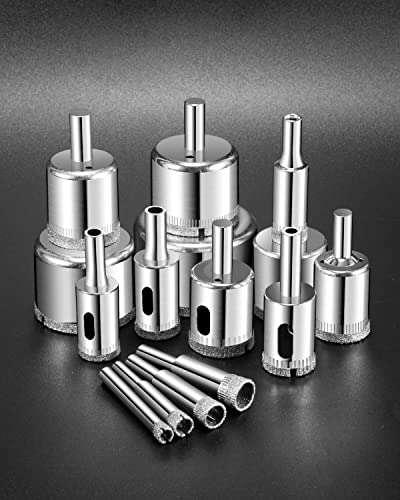 Diamond Drill bits, 15 PCS Diamond Hole Saw Drill Bit Set for Tile Pot, Glass Drill bits for Ceramic Bottles Porcelain Marble Granite Stone - color: 15 PCS (1/4"-2") Diamond Hole Saw