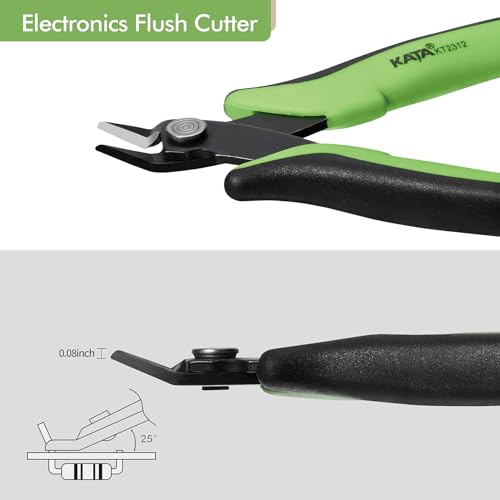KATA Mini Flush Cutters, 5 Inch Precision Wire Cutter Plier for Zip Ties - color: 2 Pack 5" Green
