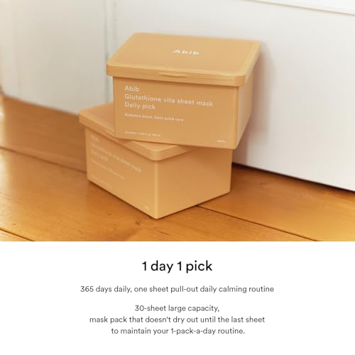Abib Glutathione Vita Sheet Mask Daily Pick, 30 Sheets, Korean Radiance Face Skin Mask - color: Glutathione